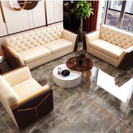 Modern Beige and Brown Sofa Set