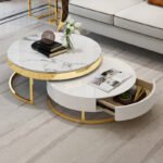 Luxurious Golden Frame Marble Coffee Table