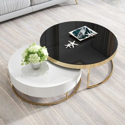 Luxurious Golden Frame Tempered Glass-Top Coffee Table