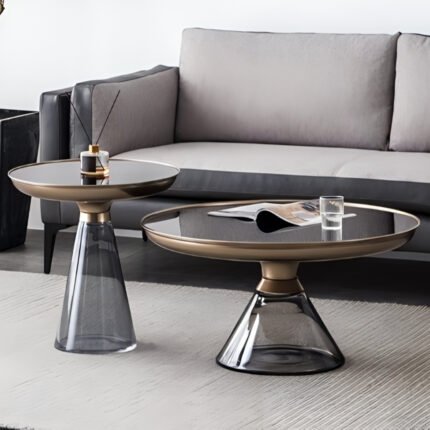 Sleek Silhouette Glass and Metal Coffee and Side Tables