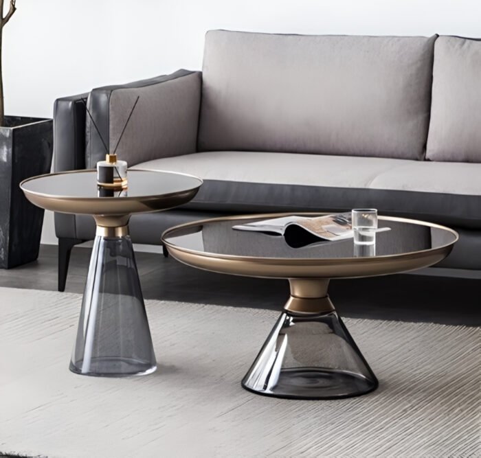Sleek Silhouette Glass and Metal Coffee and Side Tables