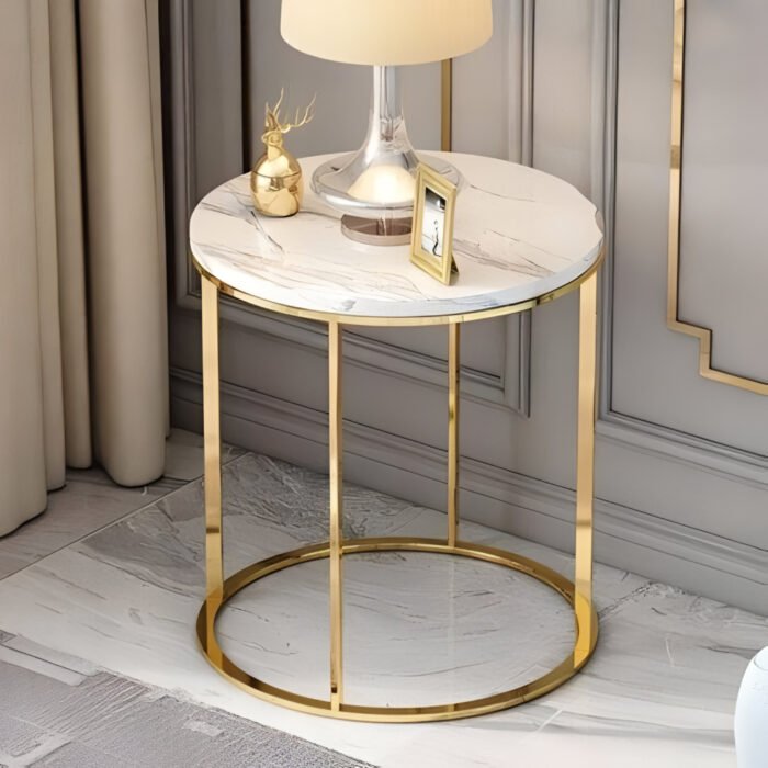Regal Marble-Top and Golden Base Side Table